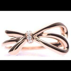 Tiffany & Co. 18K Rose Gold Bow Ring w/ Diamonds
